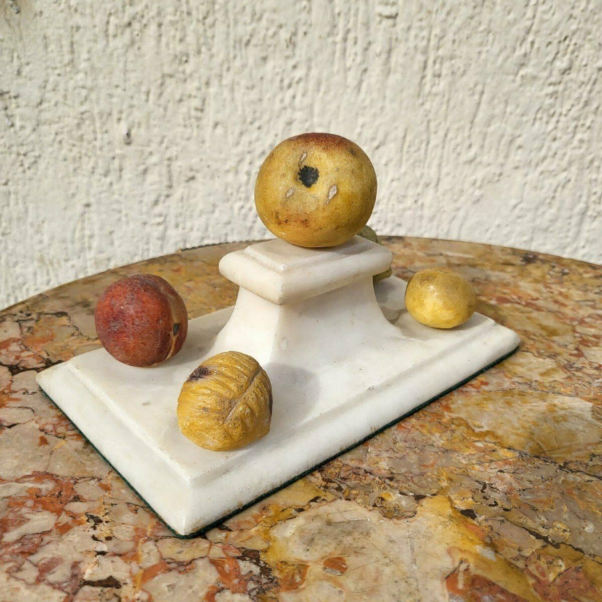 Pair Of Marble Paperweight With Fruits, Xixth Century photo furniture