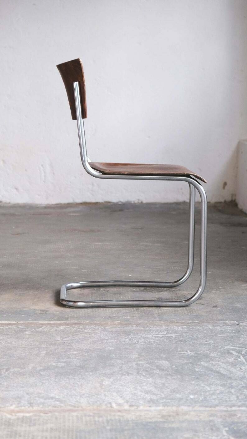 Bauhaus Cantilever Chair After Mart Stam, Dark Brown photo furniture