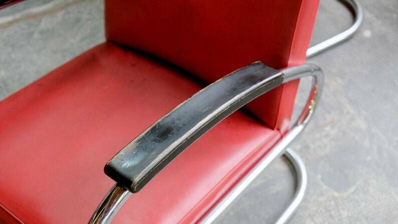 Bauhaus Armchair, Mauser Rs7 Cantilever Chair With Red Imitation Leather Covers (#2 Of 2) photo furniture