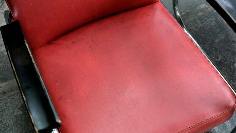 photo for sale Bauhaus Armchair, Mauser Rs7 Cantilever Chair With Red Imitation Leather Covers (#2 Of 2)