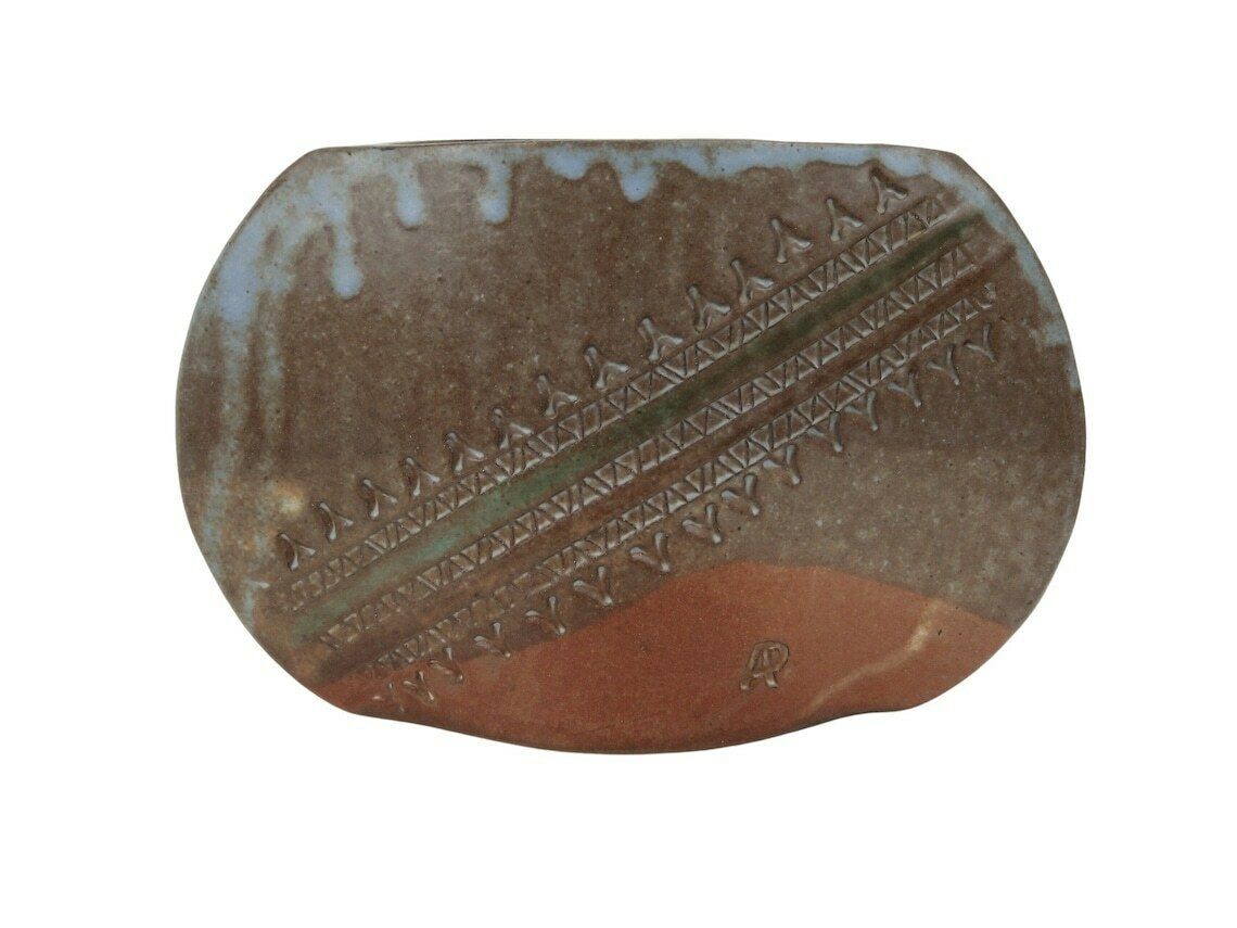 Mid Century Art Studio Pottery Vase With Full Moon And Tree Landscape Signed Ap, Modernist French Mcm Ceramic photo Home Decor