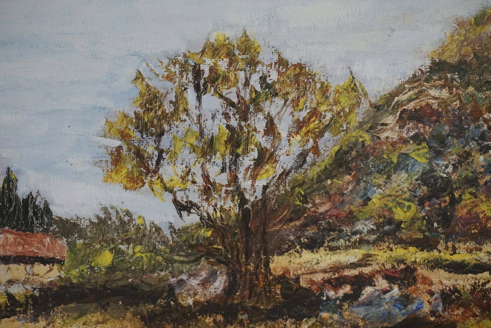 Olive Tree And Farmhouse Landscape Painting In Provence, Original Signed Art photo vinterior