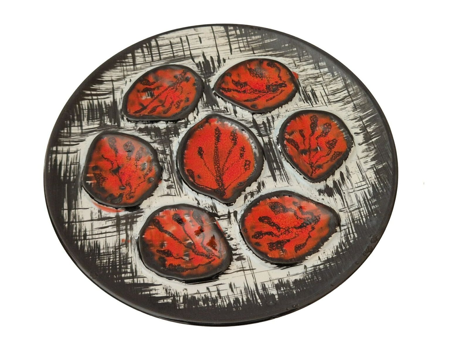 Vintage French Pornic Oyster Plates, Set Of 2, Mid Century Ceramic Seafood Serving Platters photo buy