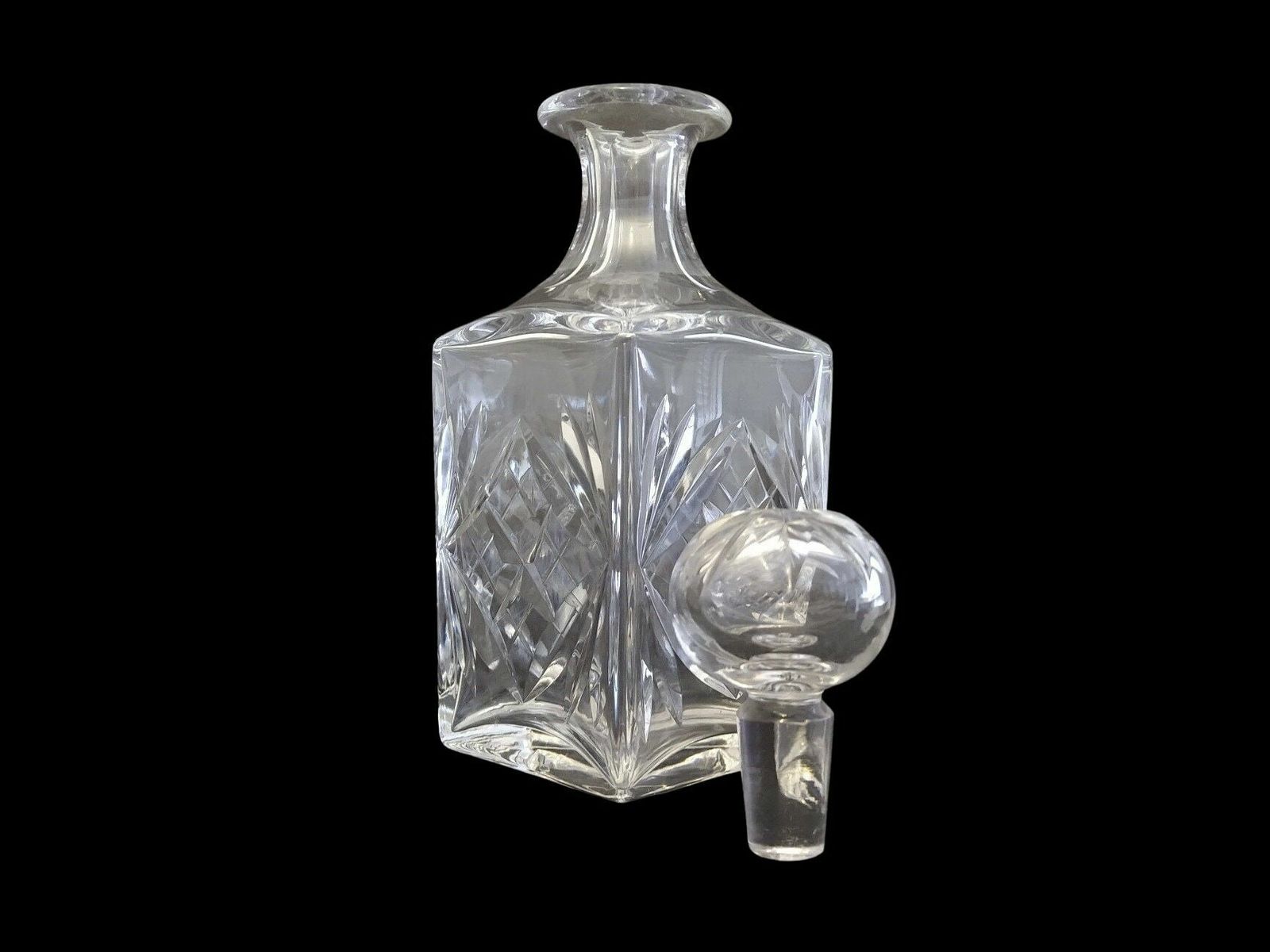 Saint Louis Crystal Whisky Decanter In Chantilly Pattern, Vintage French Barware Decor photo for sale