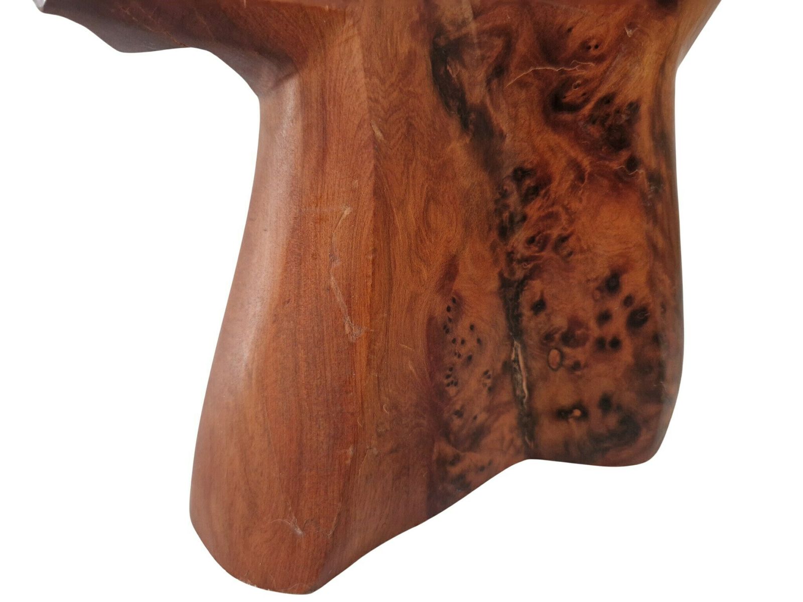 photo for sale Hand Carved Burl Wood Leaf Sculpture, Vintage Modernist Abstract Botanical Art