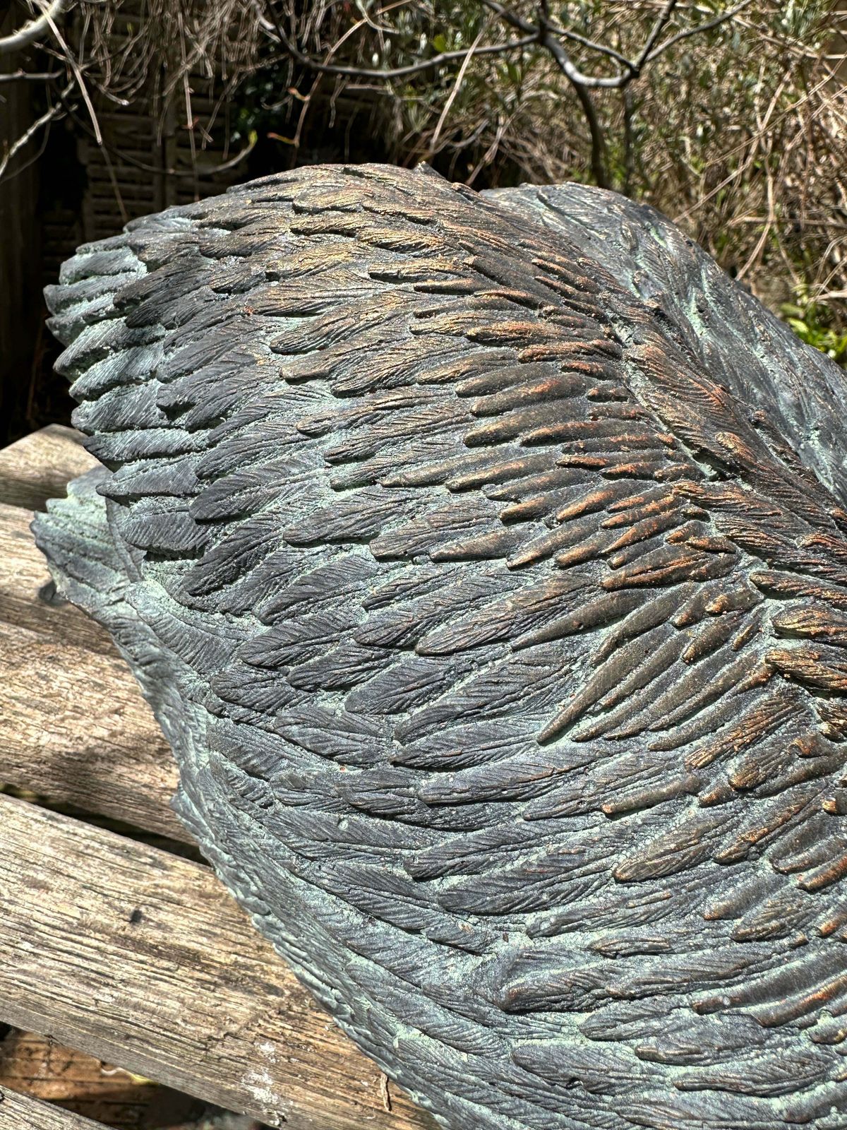 Beautiful Architectural Verdigris Bronzed Garden/Interior Sculpture/Statue Pelican With Fabulous Detailing photo for sale