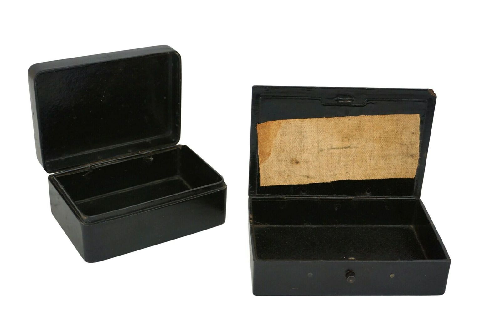 Antique French Lacquered Thread And Thimble Box Pair With Asian Folk Art Decoration photo buy