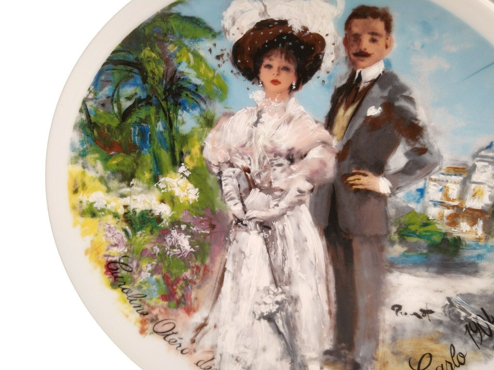 Limoges Porseleinen Verzamelaarsbord Met Portret Van Caroline Otero Door Pierre Laurent Brenot photo vinterior