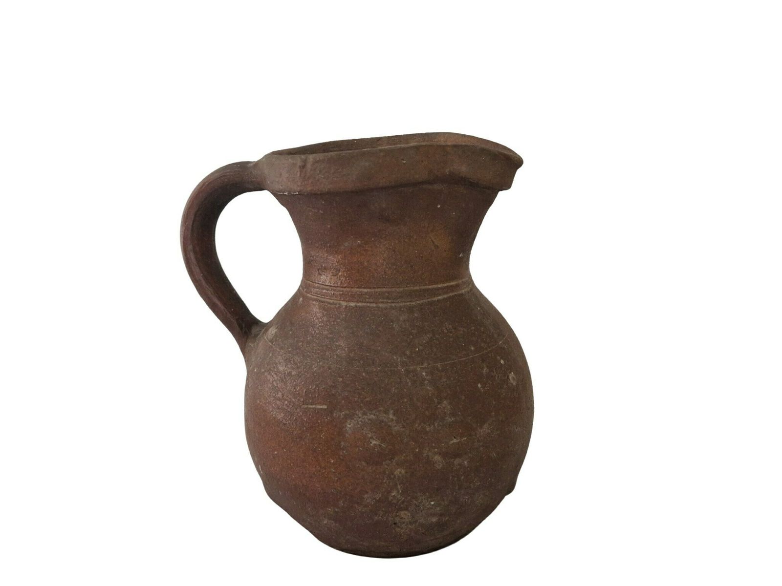 Antique French Salt Glazed Pottery Pitcher, Rustic Farmhouse Water Jug photo vintage