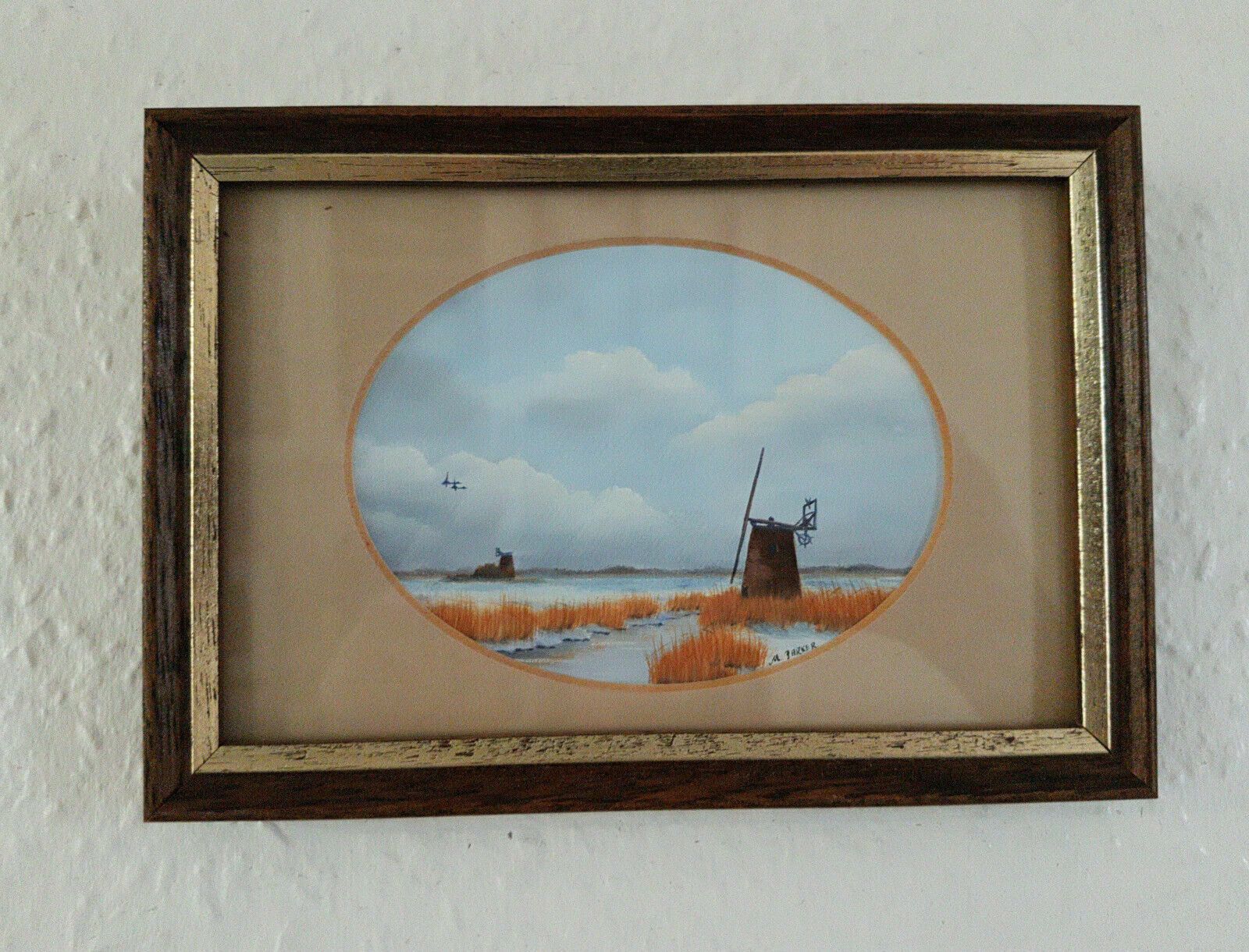 Oil On Board By Maureen Parker, Halvergate Marshes In Winter