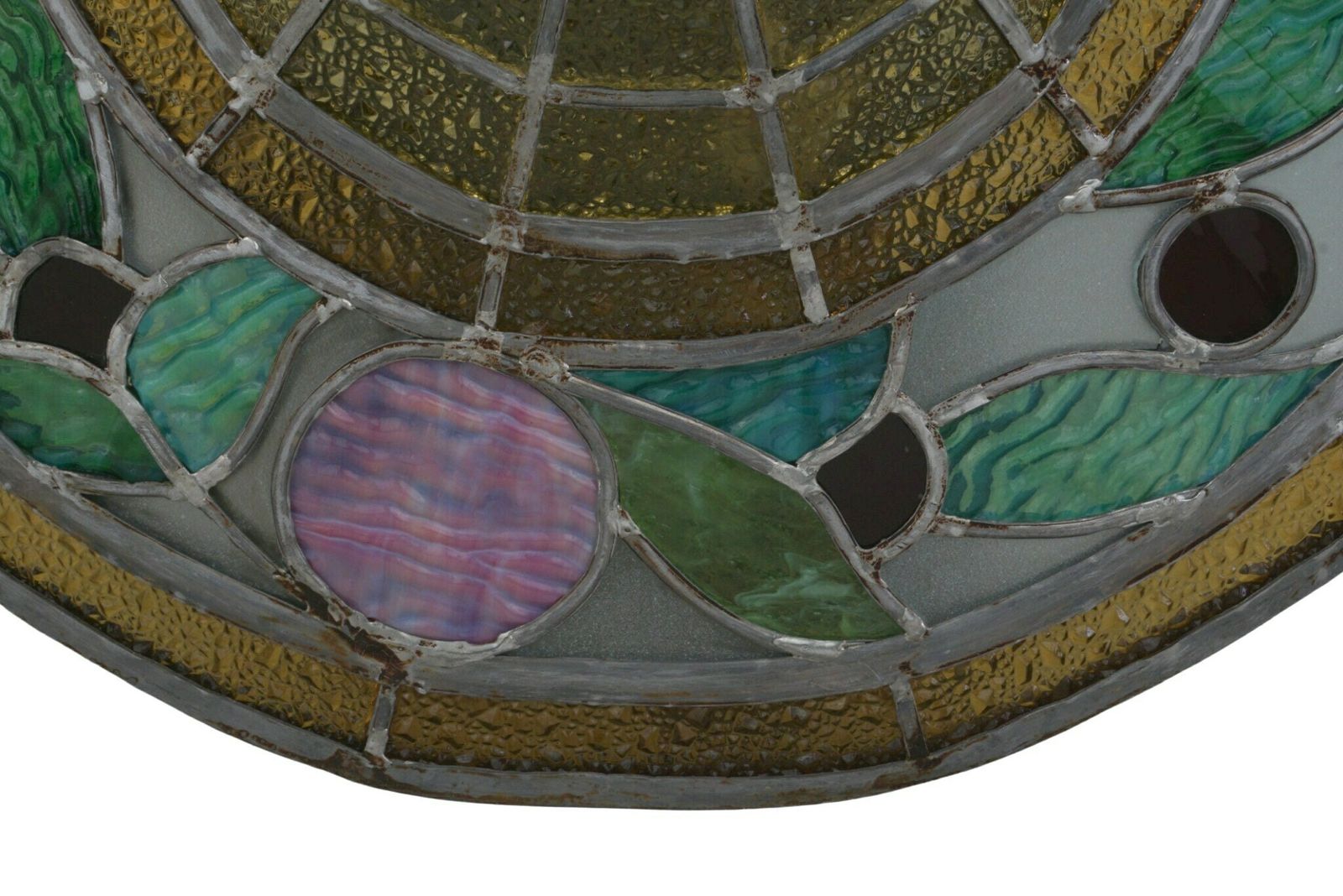 Art Nouveau Stained Glass Pendant Light, French Antique Hanging Lamp Fixture photo 1658.0