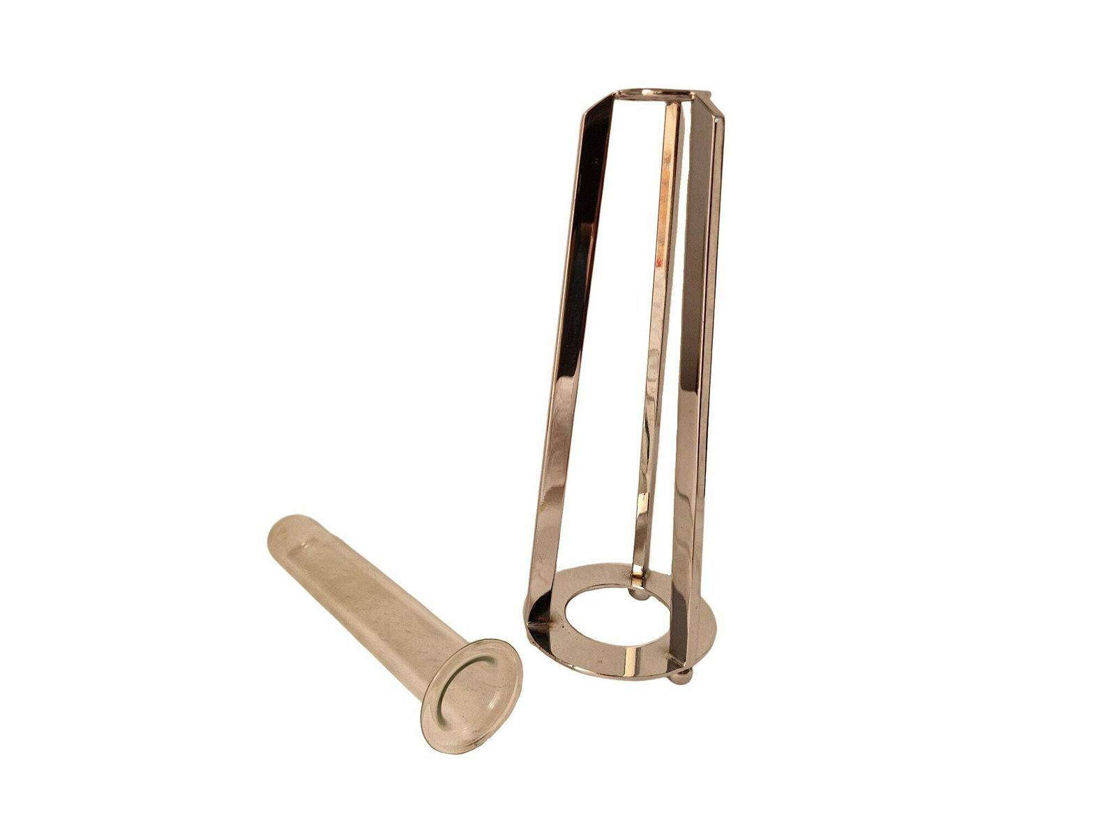 Vintage Glass Test Tube Bud Vase With Chrome Metal Tripod Vase photo for sale
