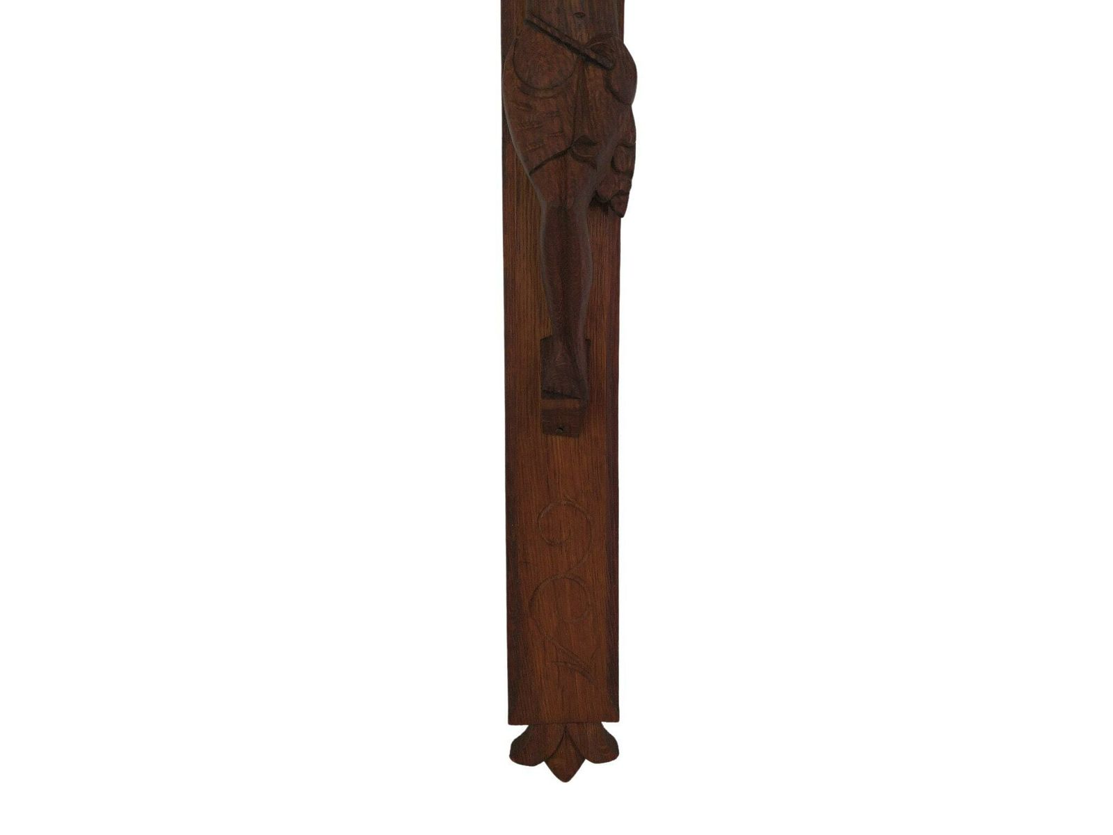 Primitive Hand Carved Wood Crucifix, Large French Wall Hanging Cross With Jesus Figurine photo 144.0