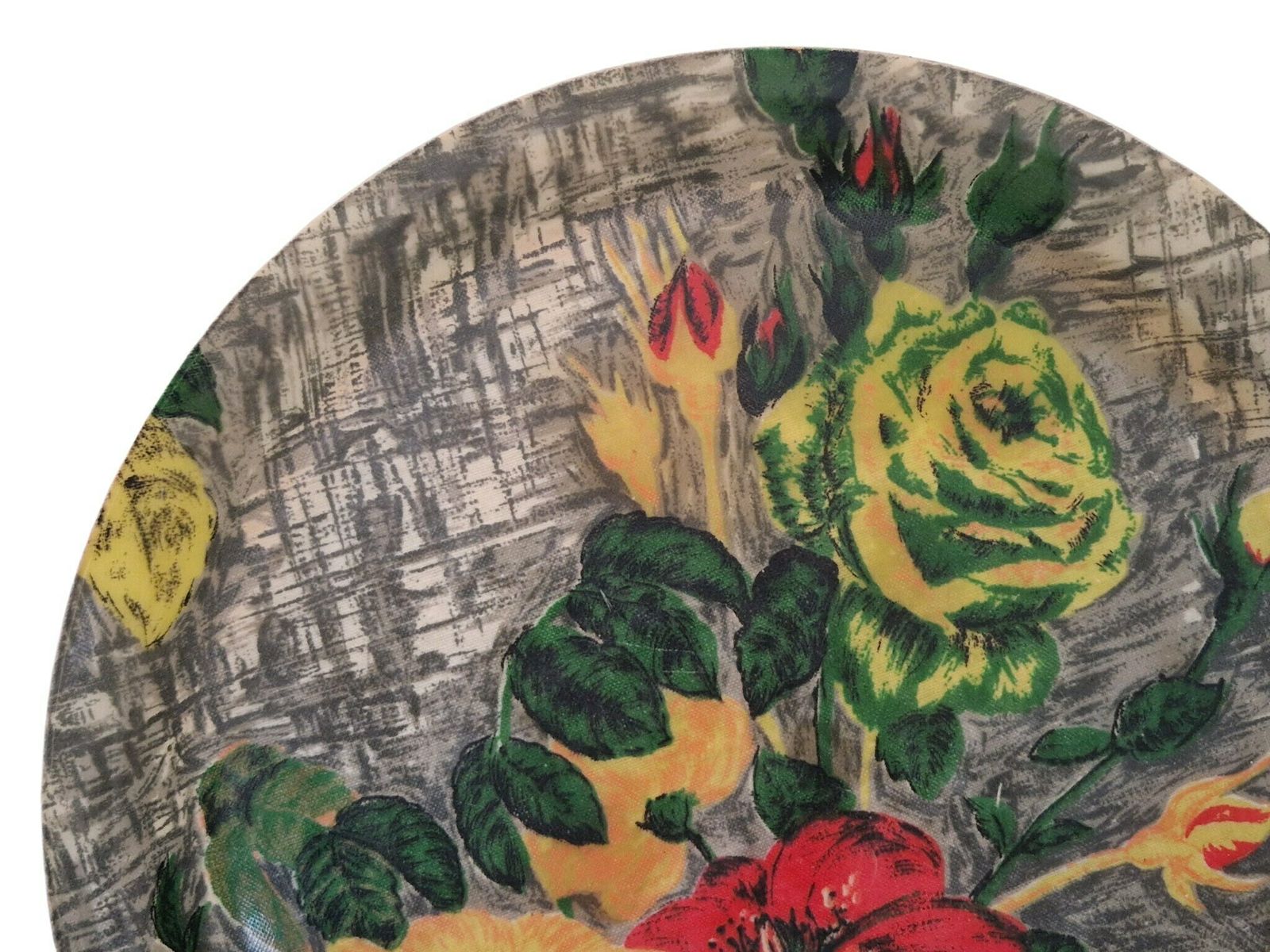 Mid Century Drinks Serving Tray, French Retro Floral Print Fabric And Fiberglass Bar Tray photo vinterior