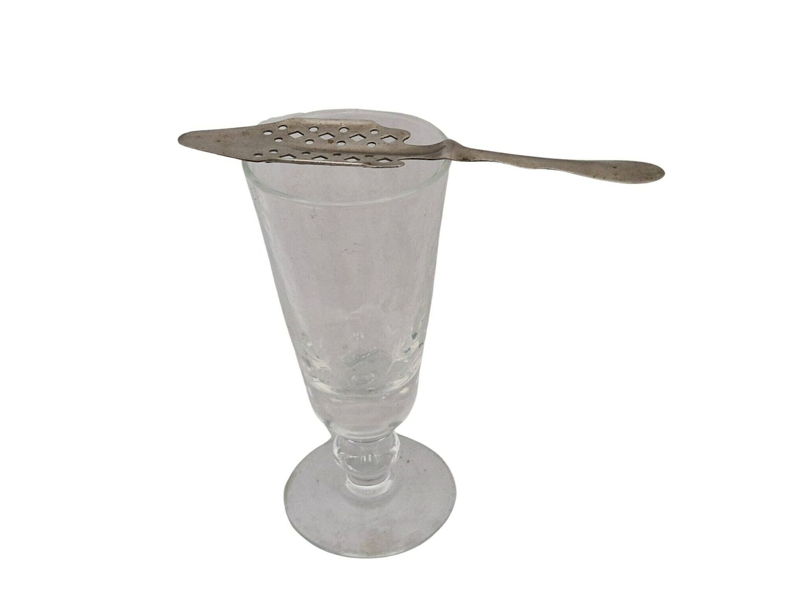 French Antique Absinthe Glass And Spoon Set, Collectible Glassware And Bar Gifts photo vintage
