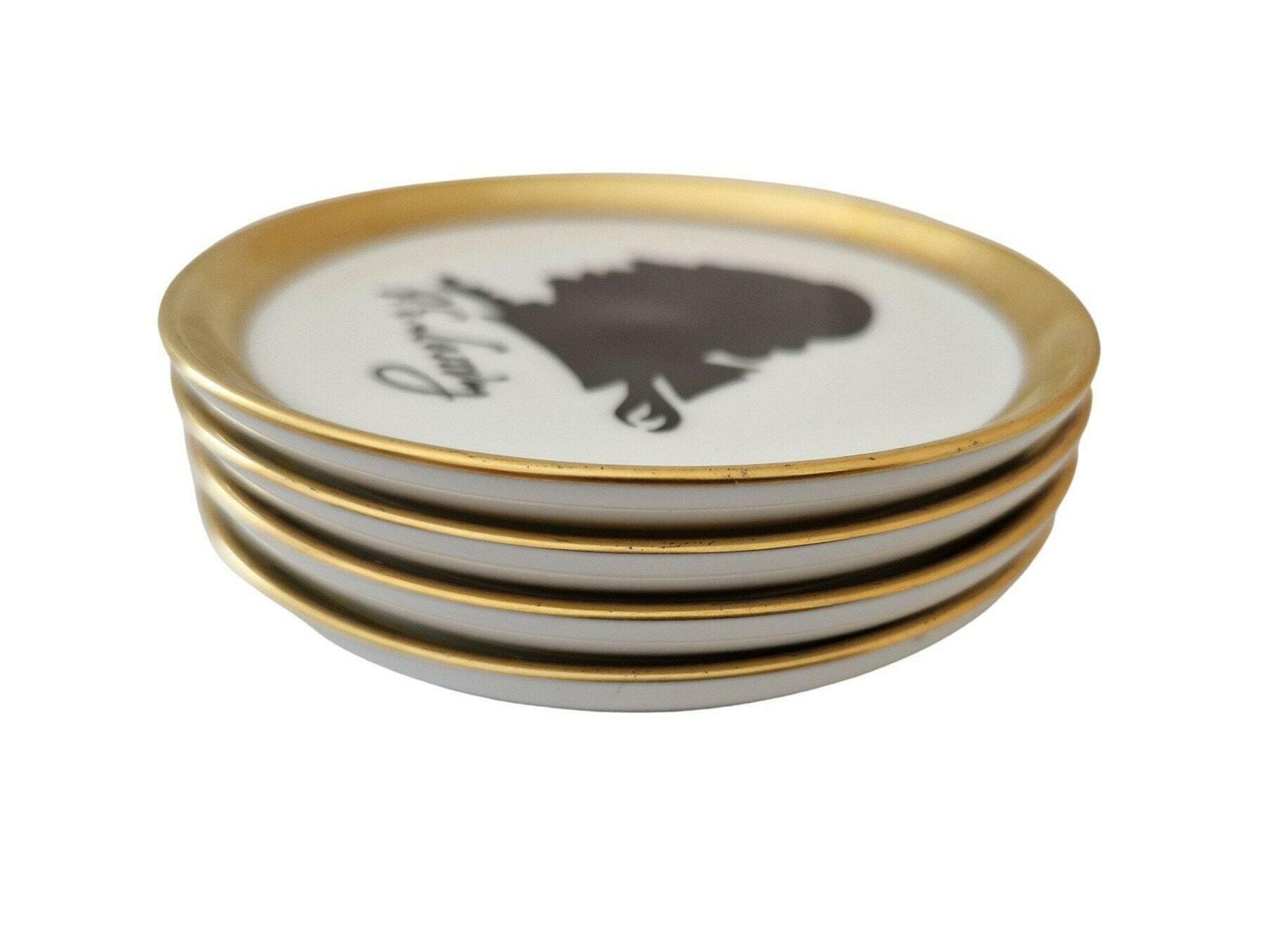 photo for sale Furstenberg Porcelain Drink Coasters With German Philosopher Silhouette Portraits, Set Of 4