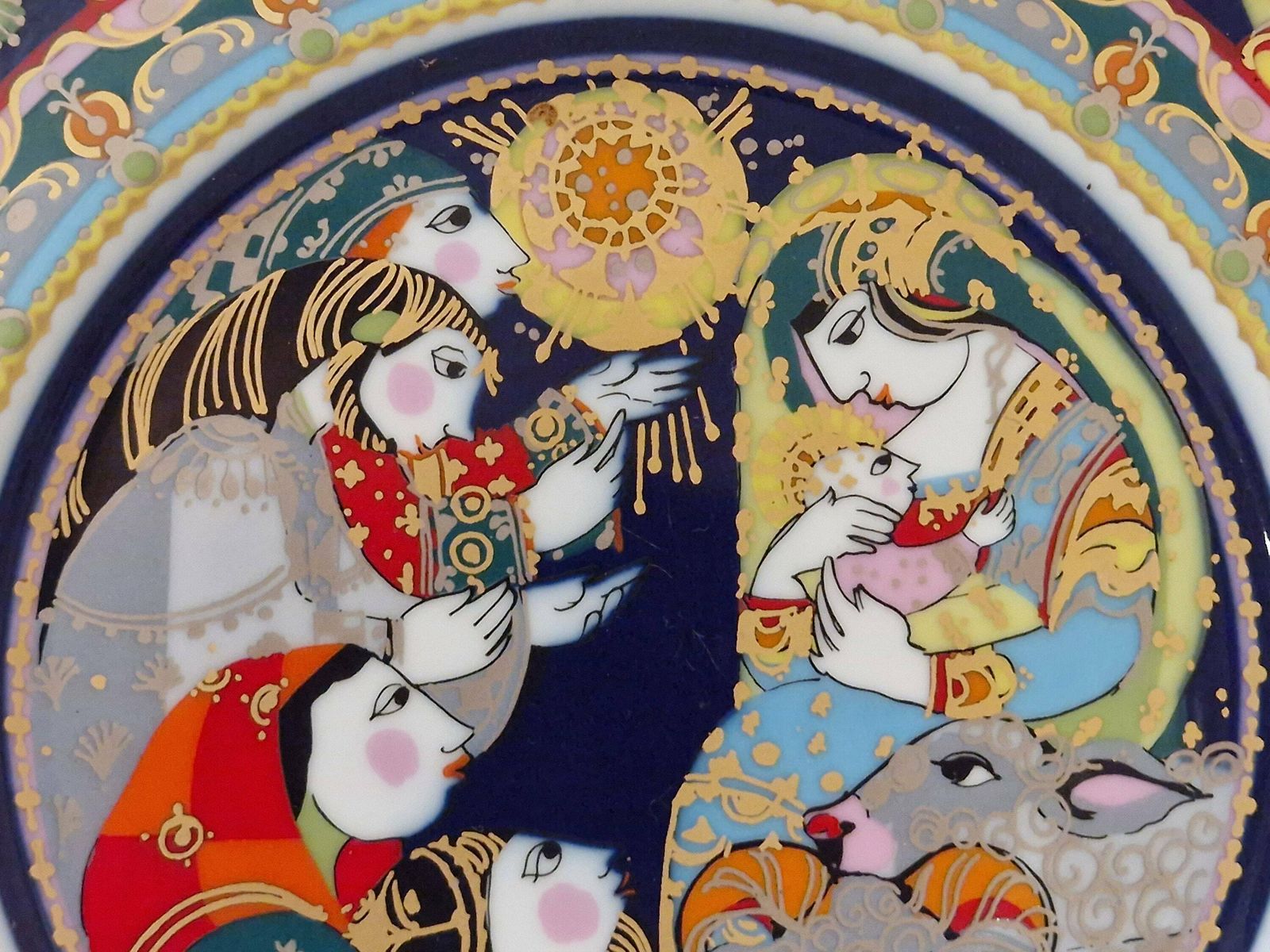 1977 Christmas Plate By Bjorn Wiinblad For Rosenthal, Adoration Of The Shepherds, Limited Edition Collectible Porcelain photo 106.0