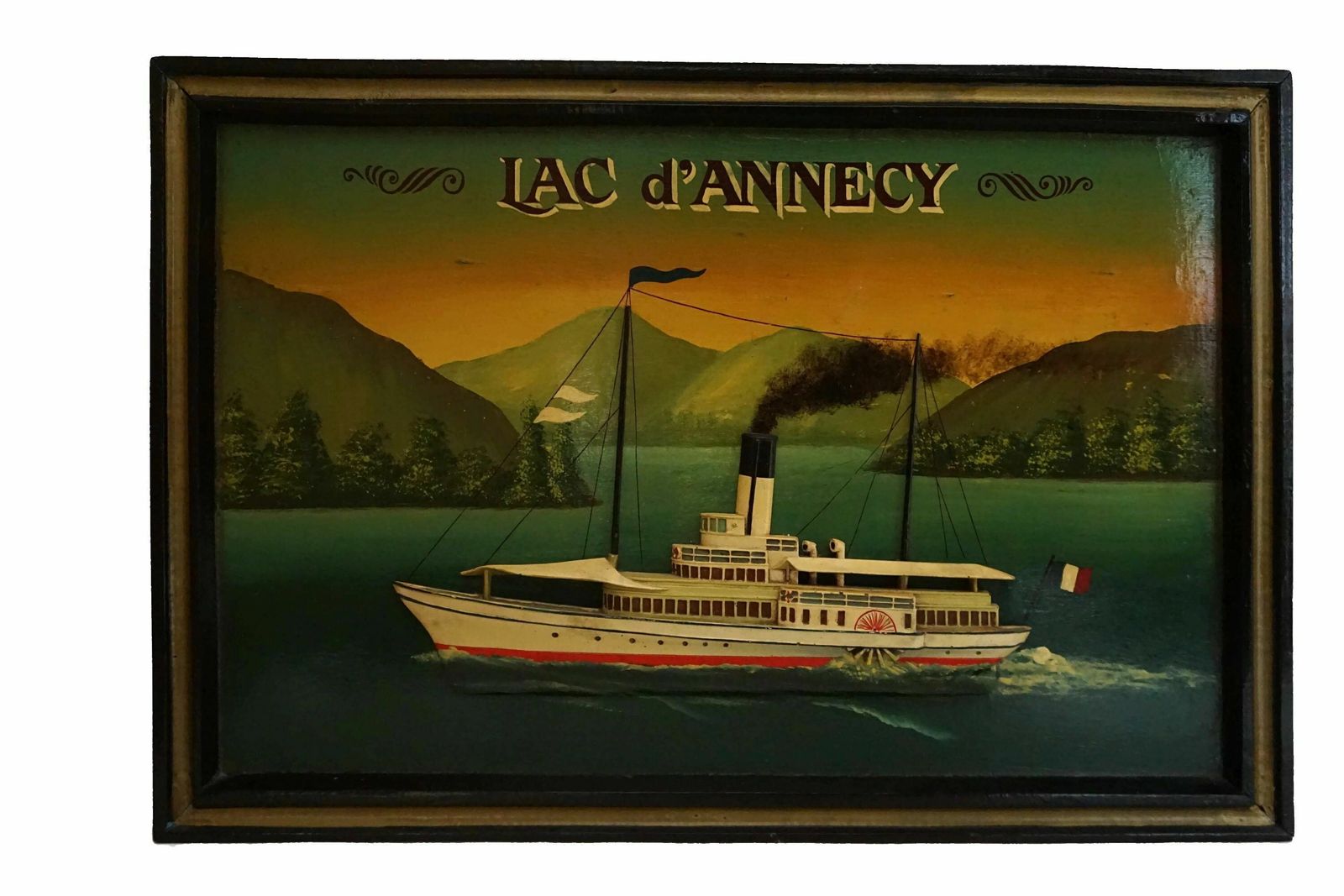 photo for sale Steam Boat Nautical Wall Sign, Vintage Annecy Lake And Landscape Art