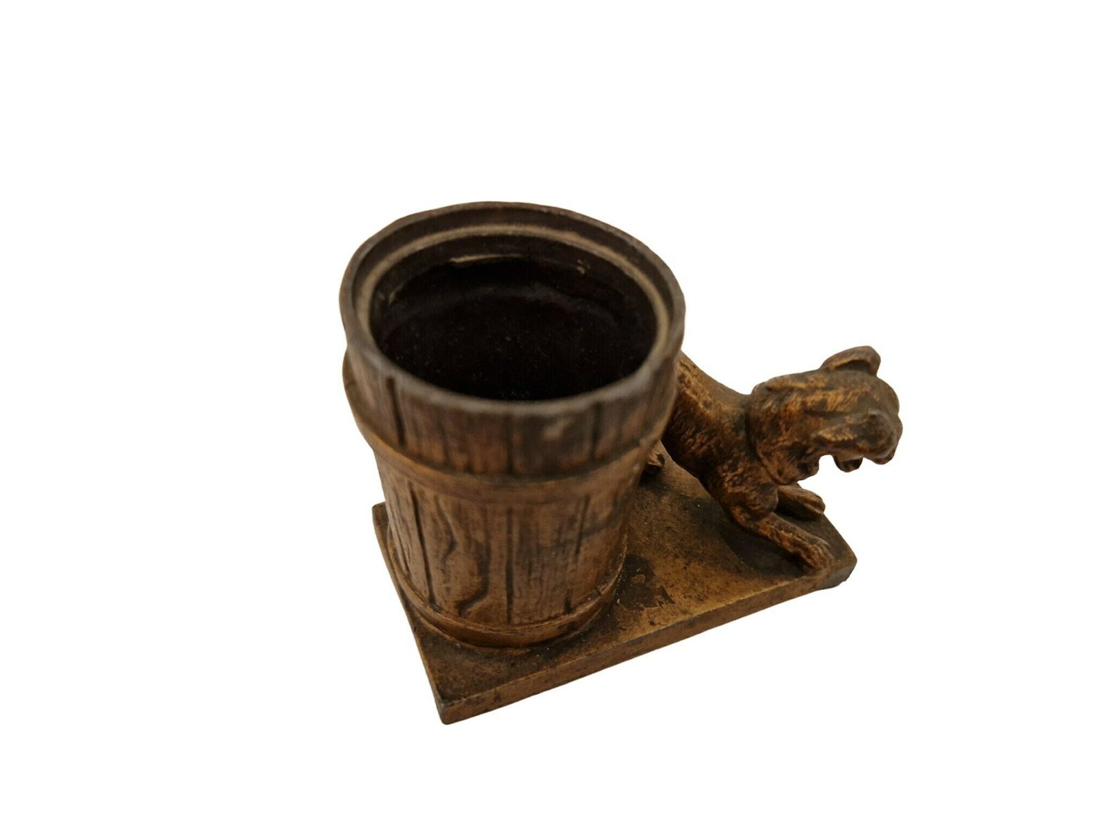 photo for sale Antique Match Striker And Holder With Dog Figurine, French Figurative Animal Pyrogene