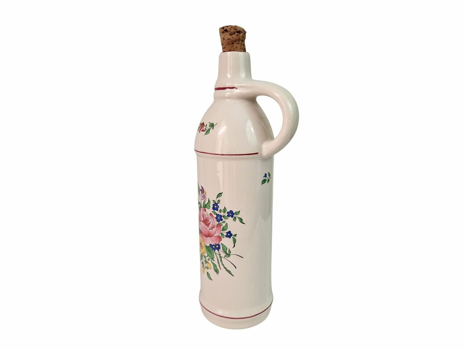 Rench Ceramic Liquor Decanter With Rose And Flowers By Keller And Guerin Luneville photo for sale