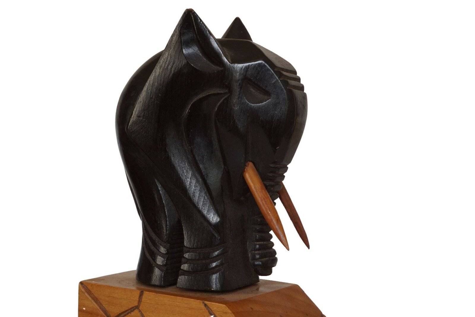 French Carved Wood Elephant Figurine Bookends, Safari Animal Statues photo vinterior