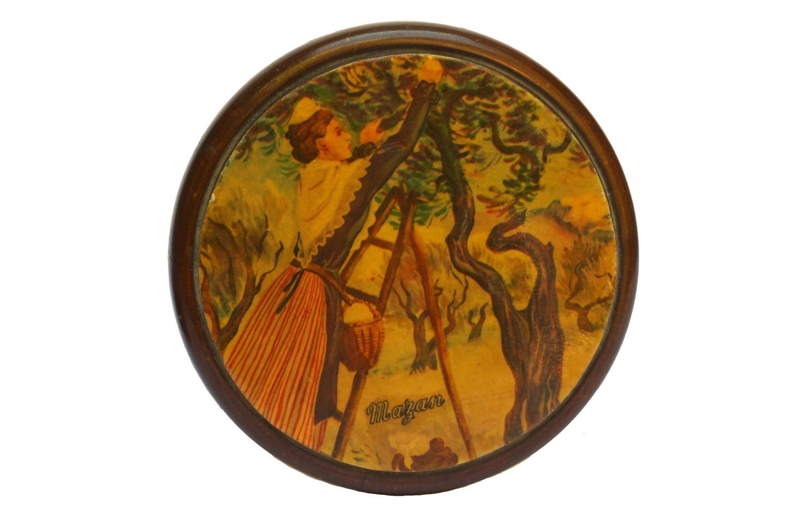 Provence Souvenir Wooden Box With Olive Tree And Arlesienne Lady, French Jewelry Trinket Dish photo furniture