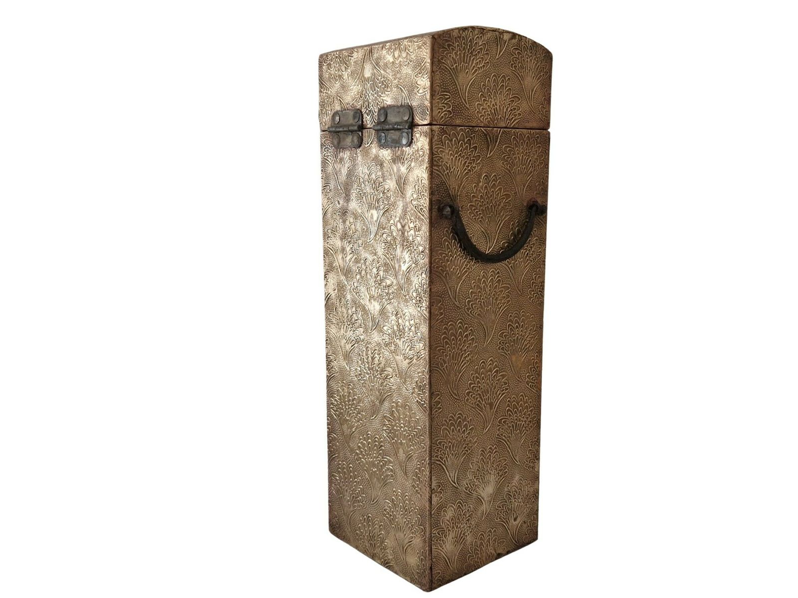 Embossed Brass Wooden Wine Box, Liquor Bottle Holder Safe With Latch And Handles photo 166.0