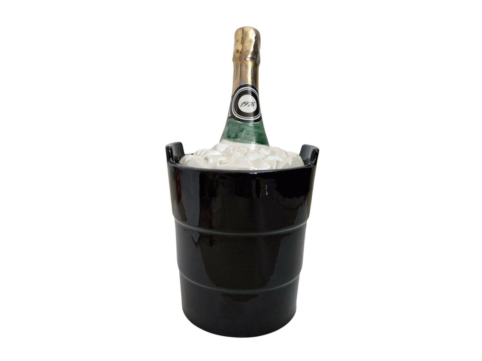 Vintage Champagne Ice Cube Bucket, French Ceramic Trompe L'oeil, 1976 Birthday Gift