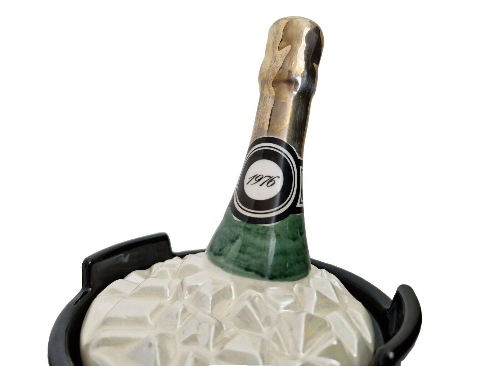 Vintage Champagne Ice Cube Bucket, French Ceramic Trompe L'oeil, 1976 Birthday Gift photo Home Decor