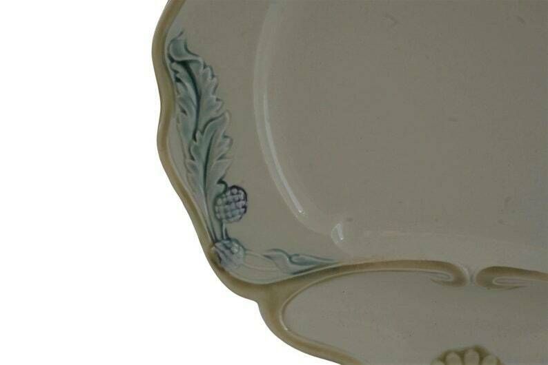 Antique Majolica Artichoke And Asparagus Plate By Fives Lille French Ceramic Wall Plate And Country Kitchen Decor photo vinterior