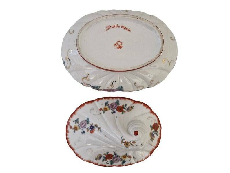 photo for sale French Couleuvre Porcelain Bonbonniere By Albert Laurent Floral Candy Dish