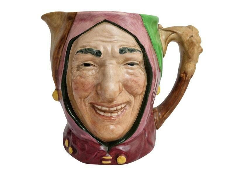 Touchstone Court Jester Pitcher By Royal Doulton, Vintage Majolica Figural Jug photo furniture