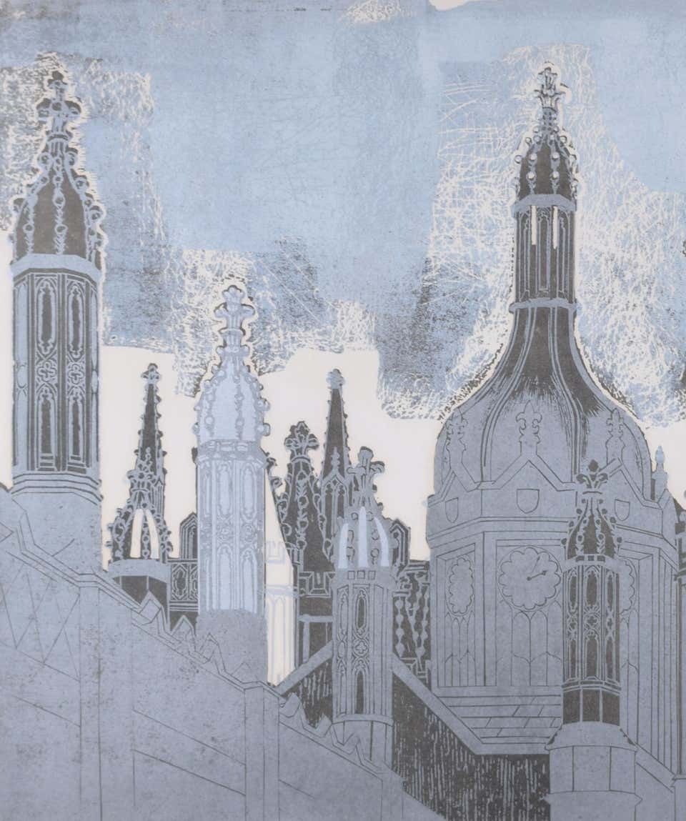 Walter Hoyle King's College Cambridge Linocut Print By Walter Hoyle photo buy