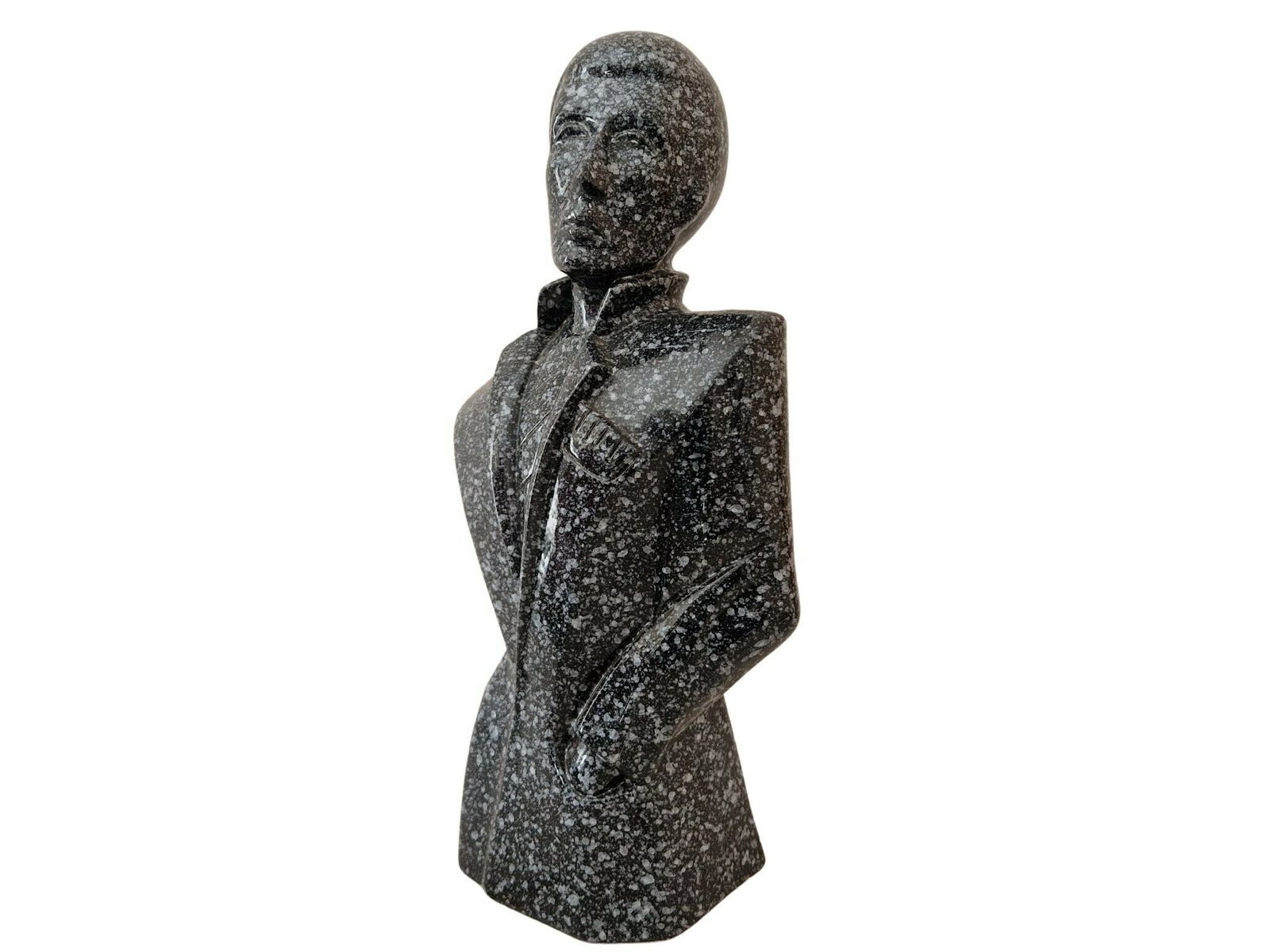 1980s Lindsey B Balkweill Style Man Sculpture, Vintage Granite Ceramic Male Statue photo furniture