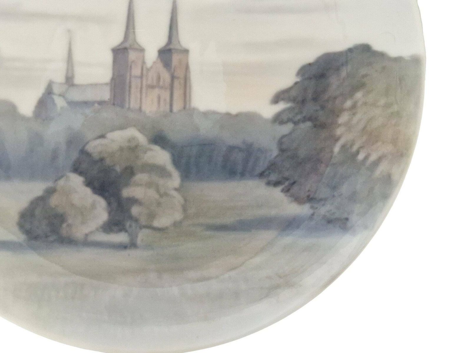 Royal Copenhagen Porcelain Plate With Roskilde Cathedral, Scandinavian Hand Painted Ceramic Wall Art photo 83.0