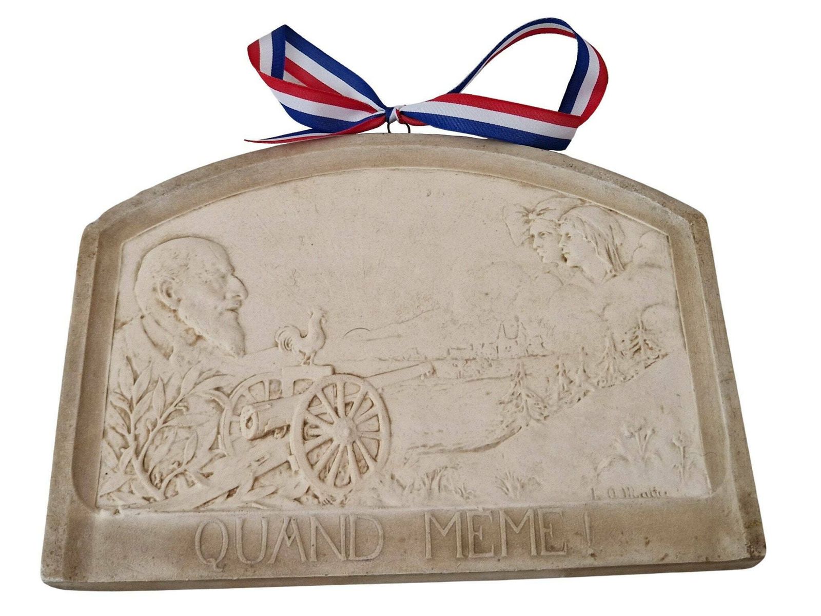 Ww1 Militaria Chalkware Wall Hanging Plaque With Deroulede Portrait By Louis Octave Mattei, French Patriotic Souvenir Alsace Lorraine photo furniture