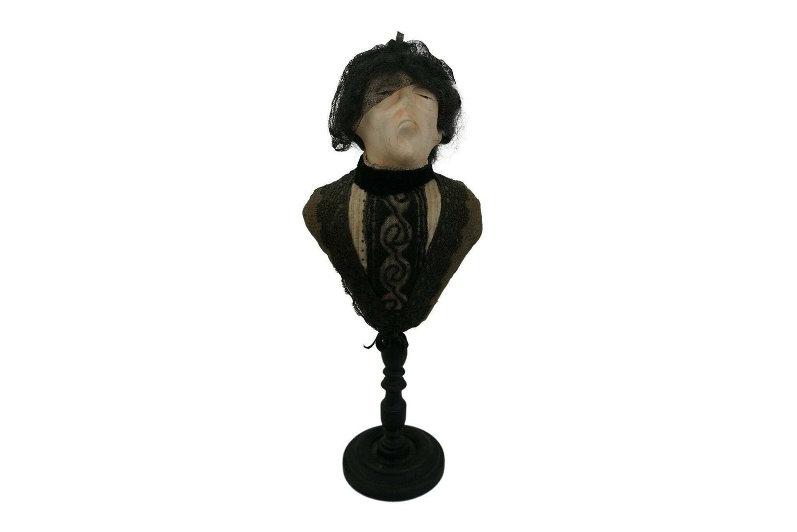 Satirical Bust Figure Of Old Lady, Caricature Ceramic Figurine, Balzac Cousin Bette