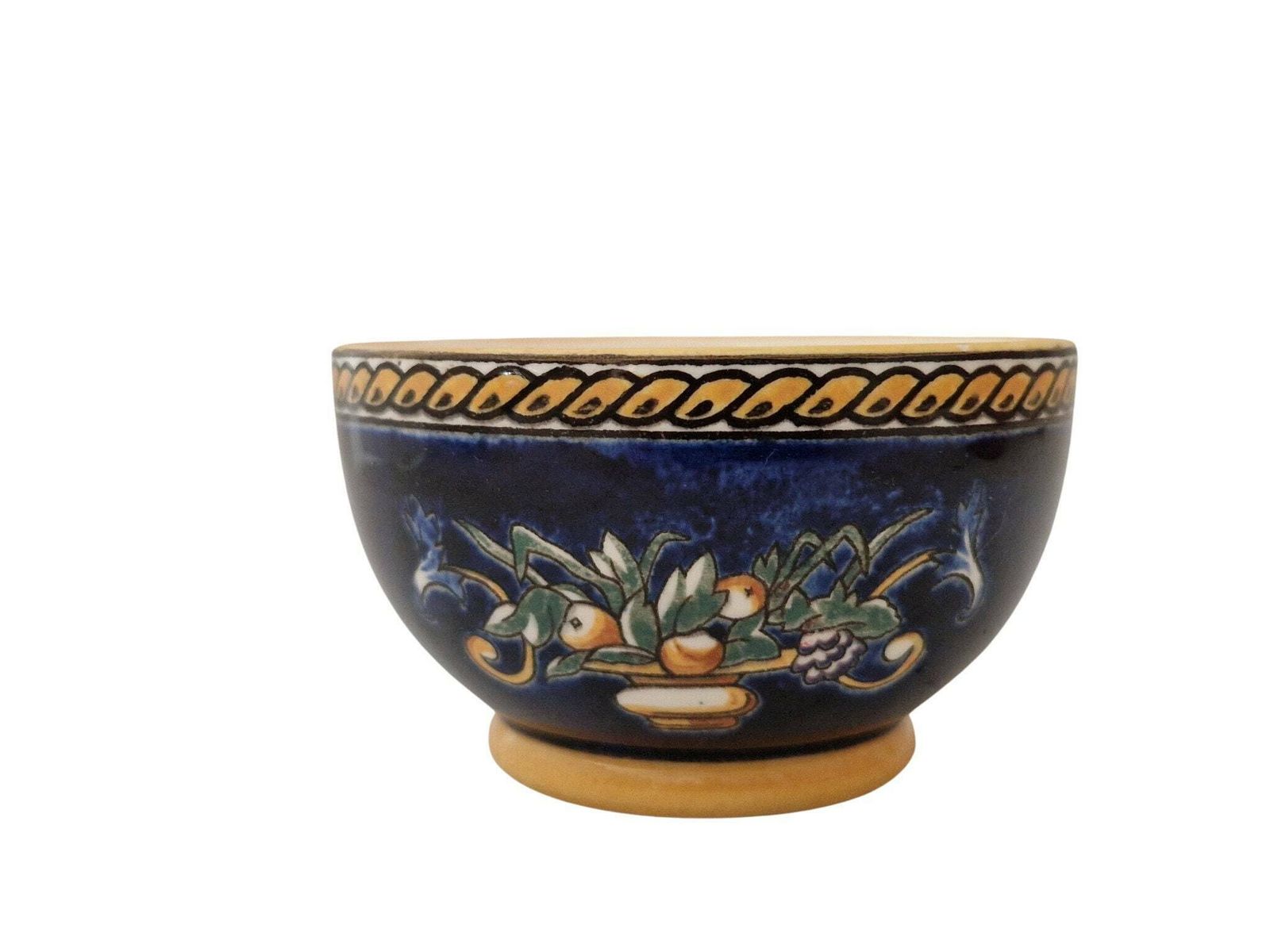 Gien Blue Renaissance Tea Cup And Saucer Set With Hand Painted Mythology Pattern, French Faience photo buy