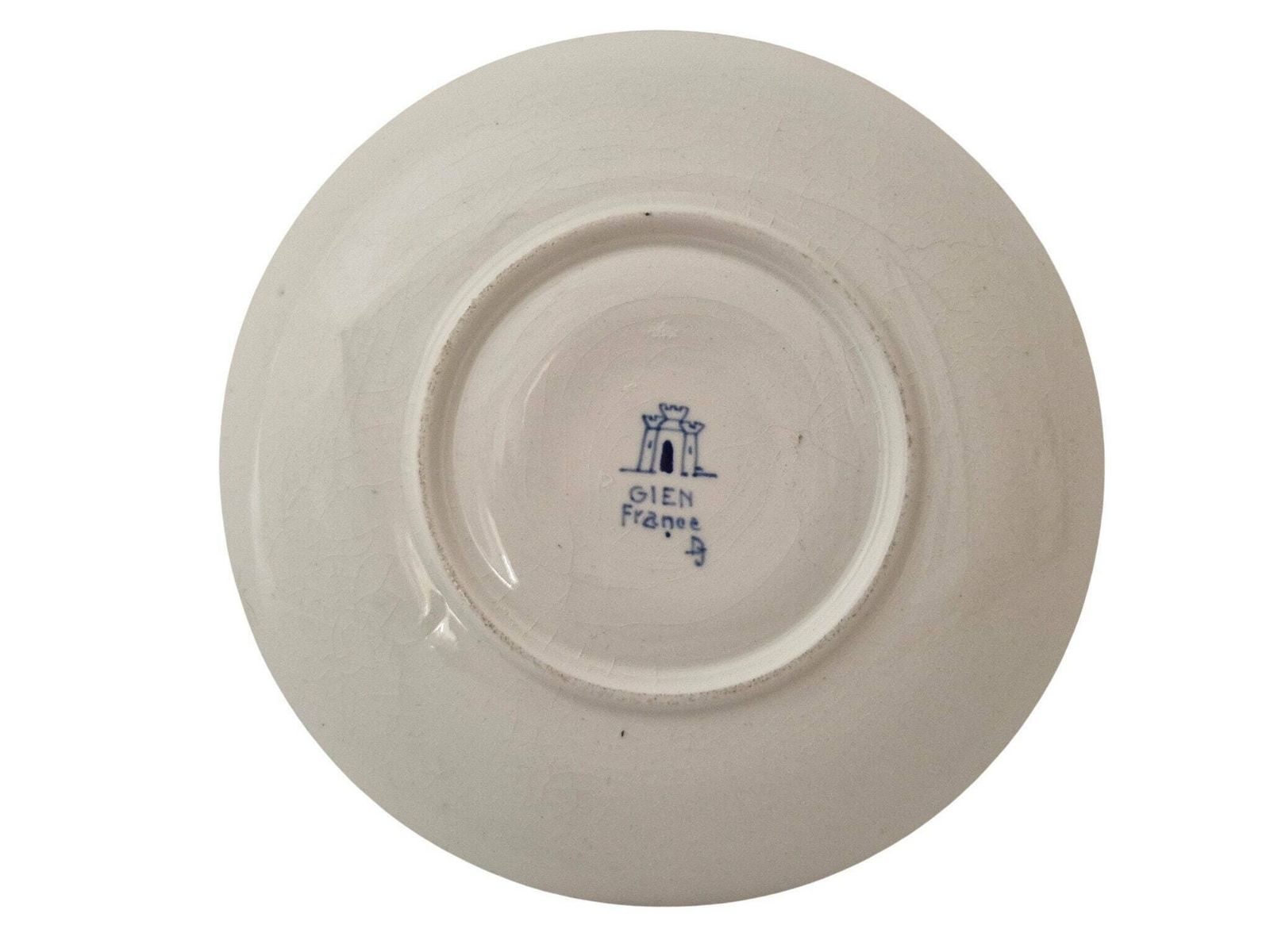 photo for sale Gien Blue Renaissance Tea Cup And Saucer Set With Hand Painted Mythology Pattern, French Faience