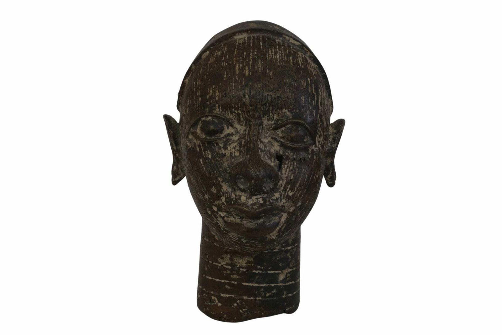photo furniture Bronzen Yoruba Hoofdbeelden Van Een Koningspaar, Vintage Afrikaans Kunst