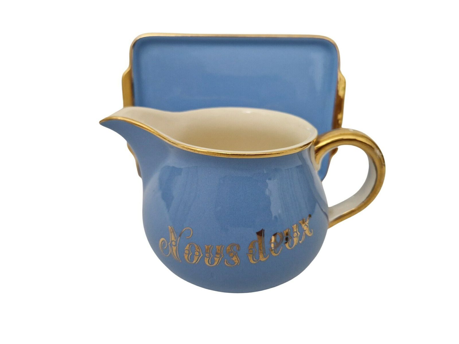 Villeroy And Boch Nous Deux Creamer And Tray, French Ceramic Tea For Two Breakfast Set photo furniture