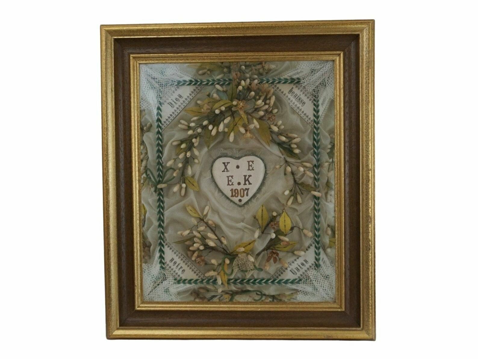 Antique Framed French Bride Tiara With Silk Flowers And Wax Orange Blossoms, Wedding Crown