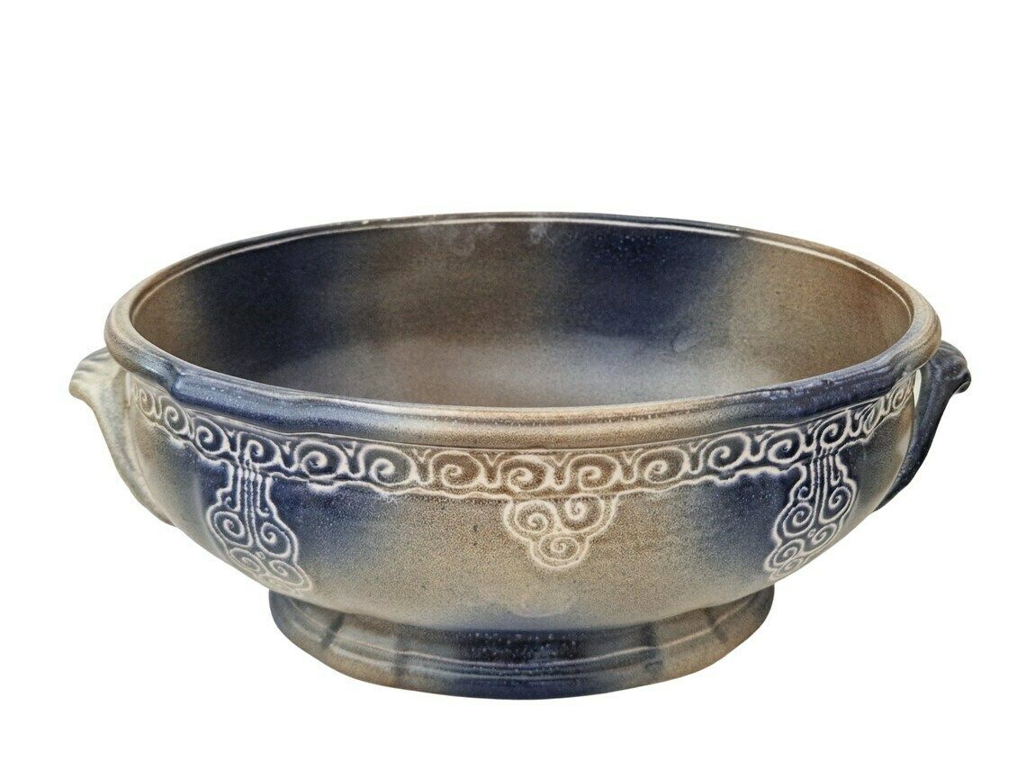 Marie Stuart Roscoff Pottery Soup Tureen With Celtic Triskele Motifs, French Brittany Serving Dish With Lid photo vintage