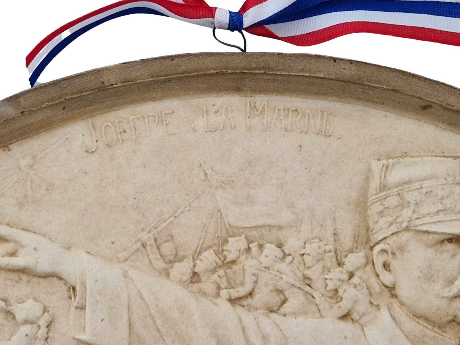 Ww1 French Militaria Chalkware Wall Hanging Plaque With Marshall Joffre Portrait By Louis Octave Mattei, Souvenir Of Battle Of The Marne photo Art