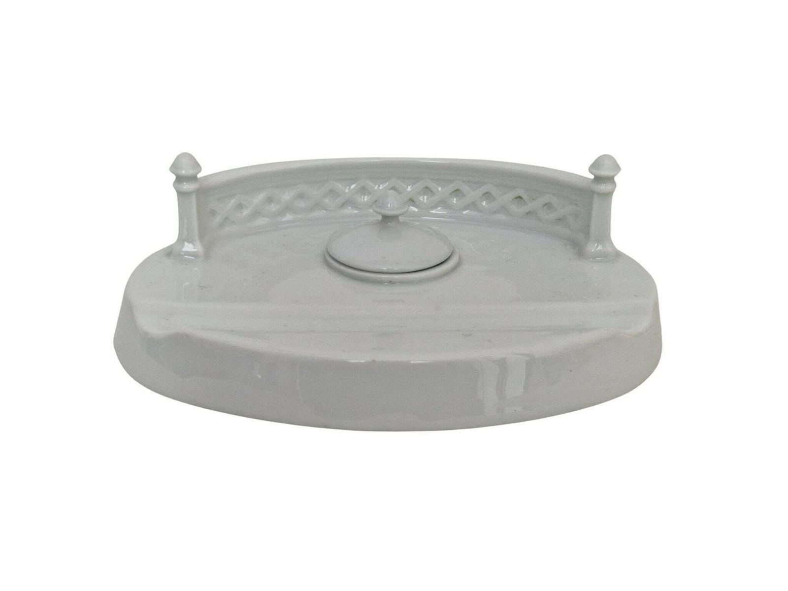 French Limoges Porcelain Inkwell And Pen Rest Stand, Office Desk Decor photo buy