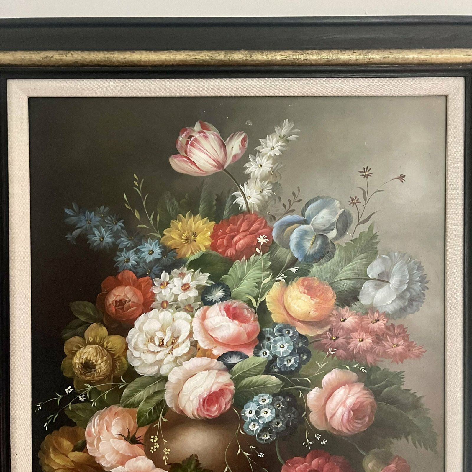 Floral Oil Painting With Wood Frame photo Art