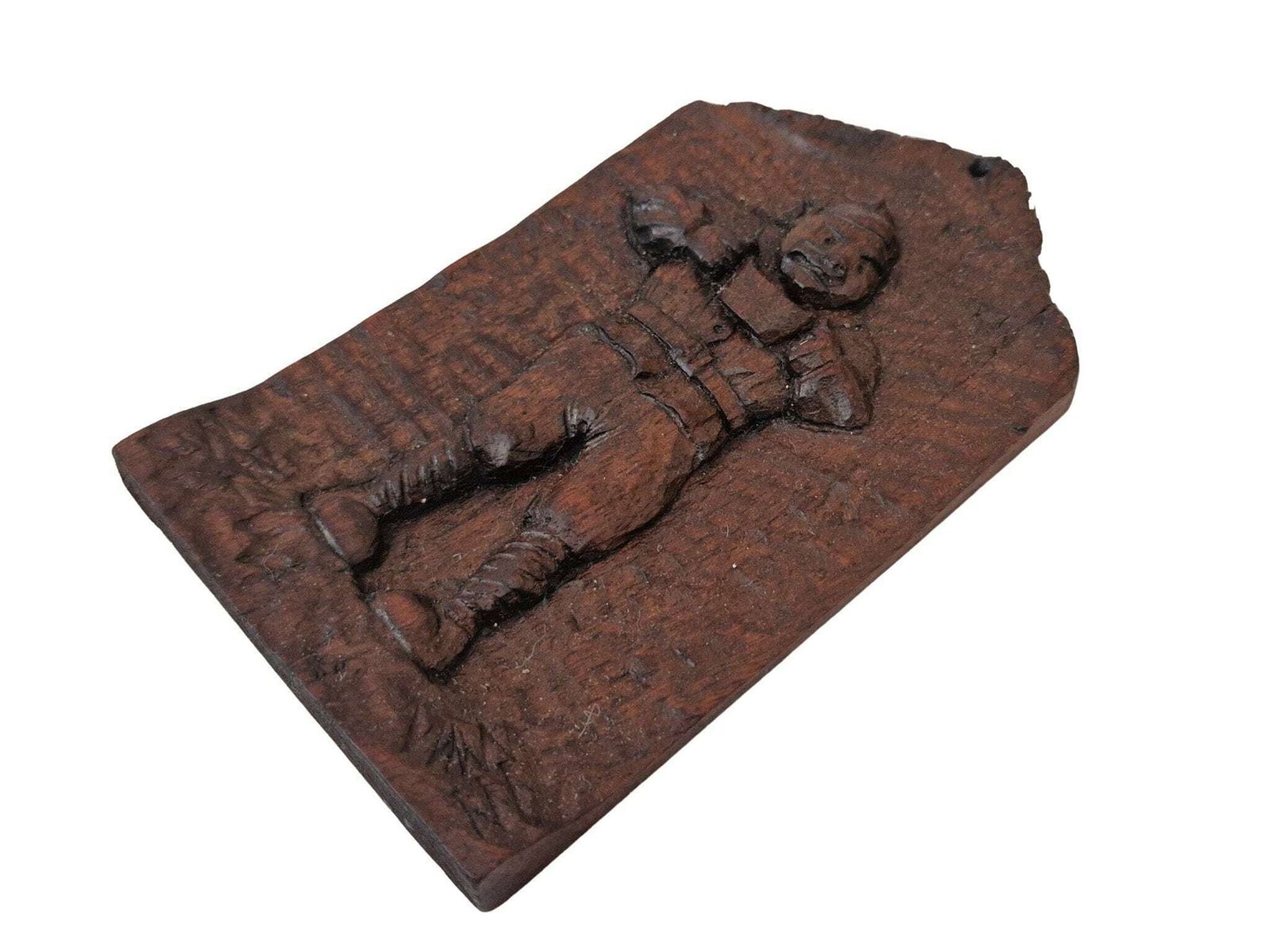 Wo1 Loopgraafkunst Gesneden Plaquette, Zoömorfische Karikatuur Wanddecoratie, Antiek Frans Militair Souvenir photo buy