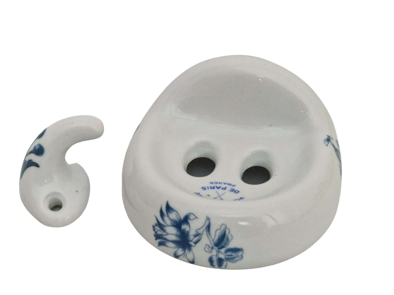 Paris Porcelain Bathroom Towel Hook And Toothbrush Holder Set, Romantic French White And Blue Bathroom Decor photo furniture
