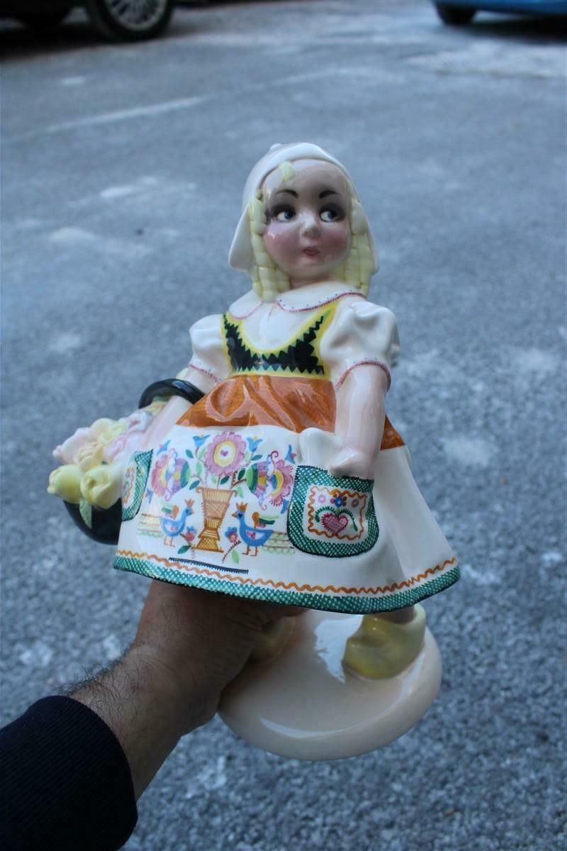 photo vintage Bambina In Ceramica Italiana Essevi Sandro Vacchetti 1930 Bambina Olandese Lenci