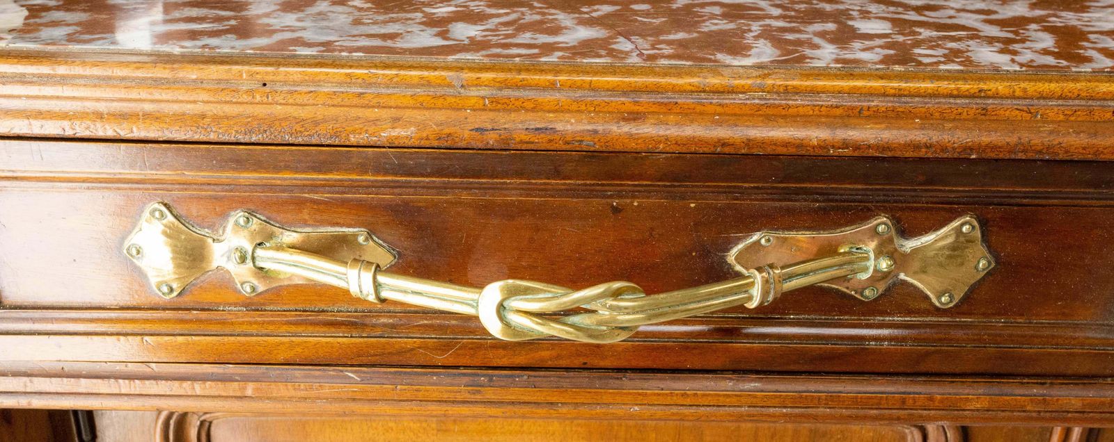 photo buy Art Nouveau Walnut, Marbre & Brass Console Or Little Buffet, French, Circa 1910